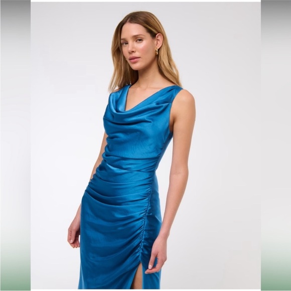 Abercrombie & Fitch Size XS Blue Cowl Neck Draped Mini Dress New With Tags. - Picture 2 of 15